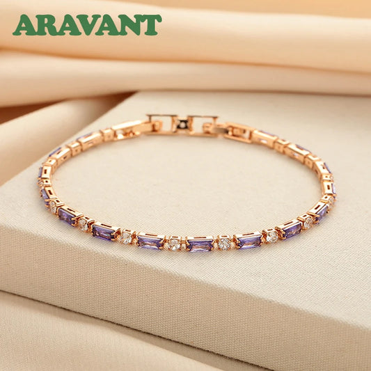 Aravant Armbandkette aus 925er Silber, 18 Karat Gold, Amethyst, für Damen, Modeschmuck
