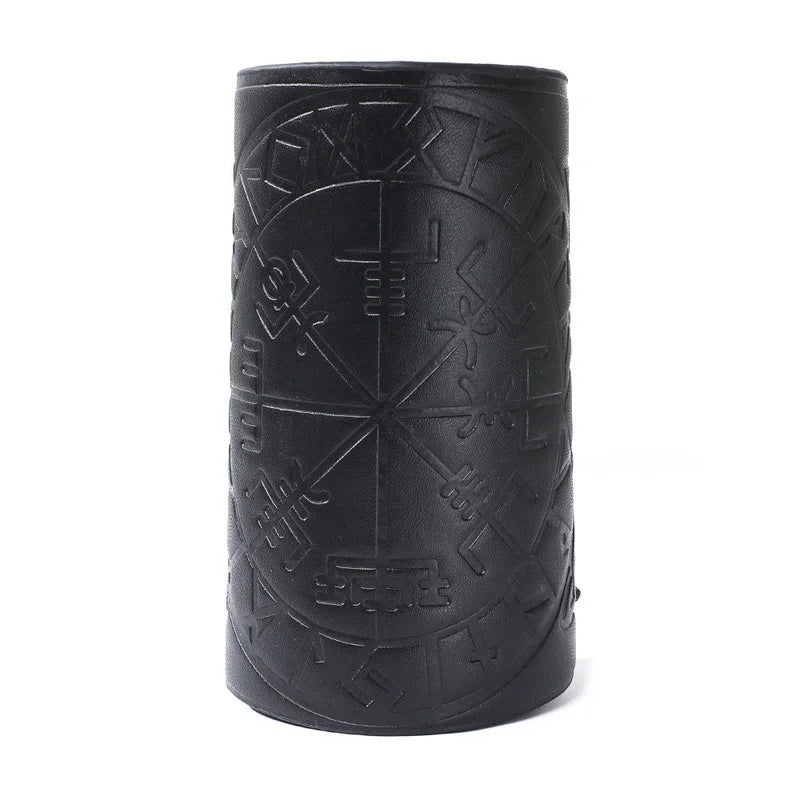 2024 Toten Design Nordic Viking Odin Kompass Armreifen für Mann Reiten Schutzausrüstung Geprägtes breites Lederarmband Punk-Schmuck