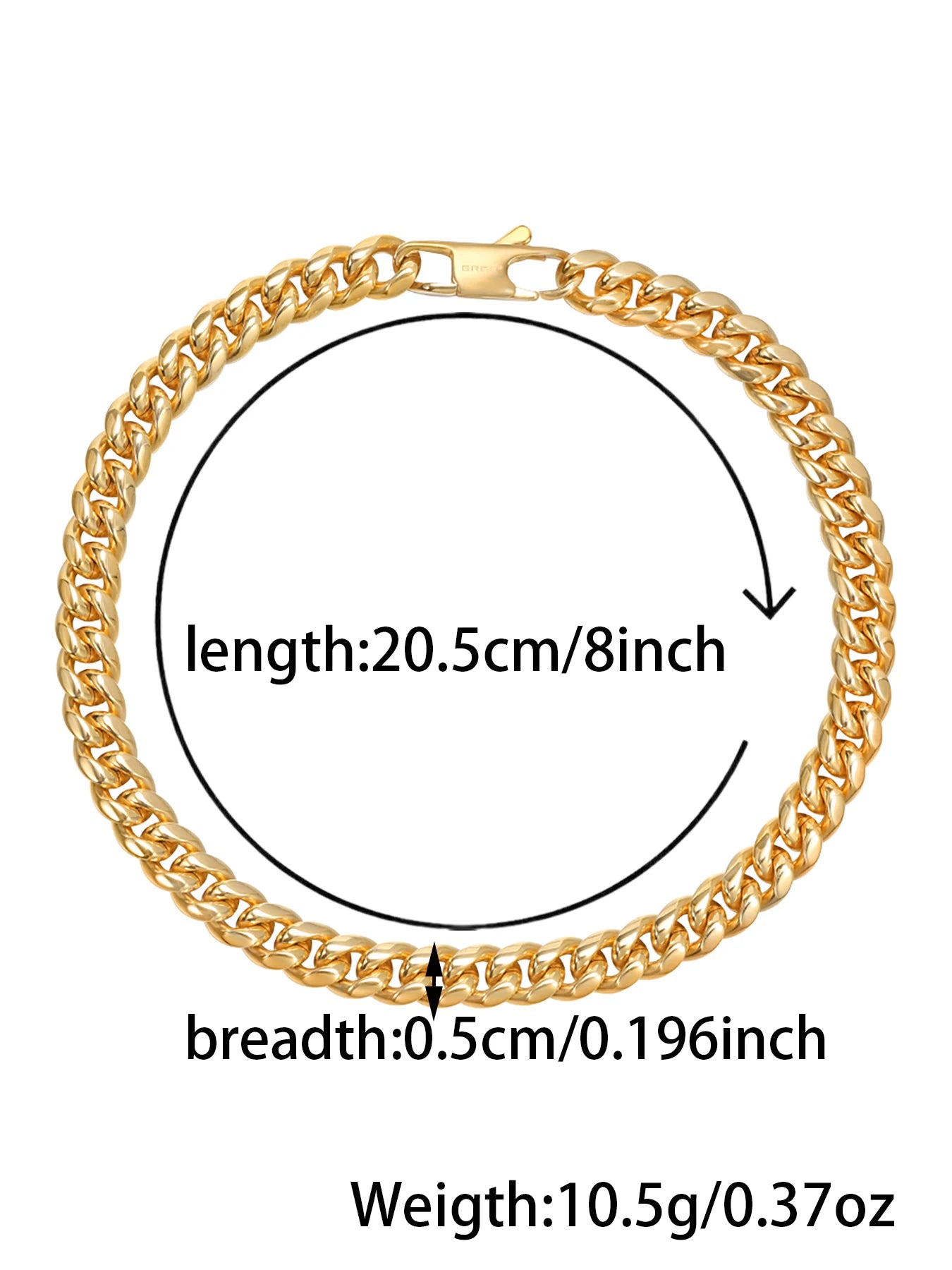 18 Karat vergoldetes Armband aus massivem Edelstahl, 5 mm, kubanische Miami-Kette, 20 cm, für Männer und Frauen, Geschenke, Punk-Stil, wasserdicht