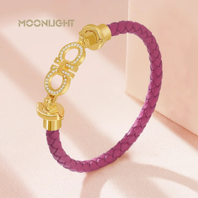Luxuriöses, klassisches Design, rundes Armband für Damen, echtes geflochtenes Lederarmband, Damenschmuck, Geschenk, Modeaccessoires, 9 Farben