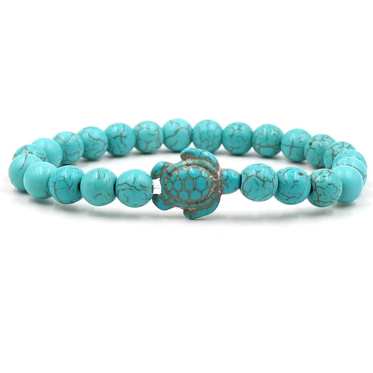 Neue Meeresschildkröte Perlen Armbänder Für Frauen Männer Klassische 14 Farben Naturstein Elastische Freundschaft Armband Strand Schmuck Geschenke
