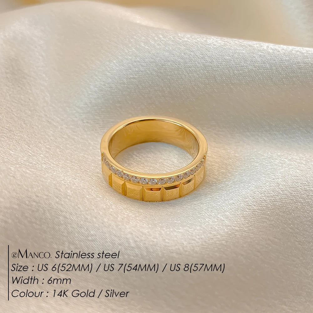 eManco Mode Paar Ringe Trendy Herren Edelstahl Zirkonia Ring Ehering Schmuck Großhandel 48 Stunden Versand