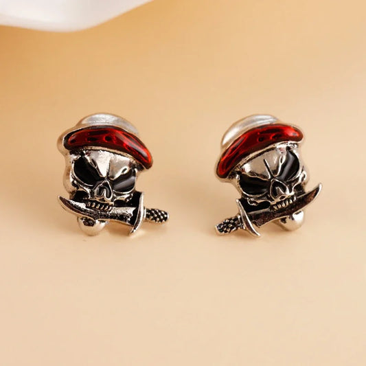 Totenkopf-Helm, Wikinger, karibischer Pirat, Ohrstecker für Damen, modisch, Halloween, personalisierbar, Festival, Party, Totenkopf-Ohrringe für Herren