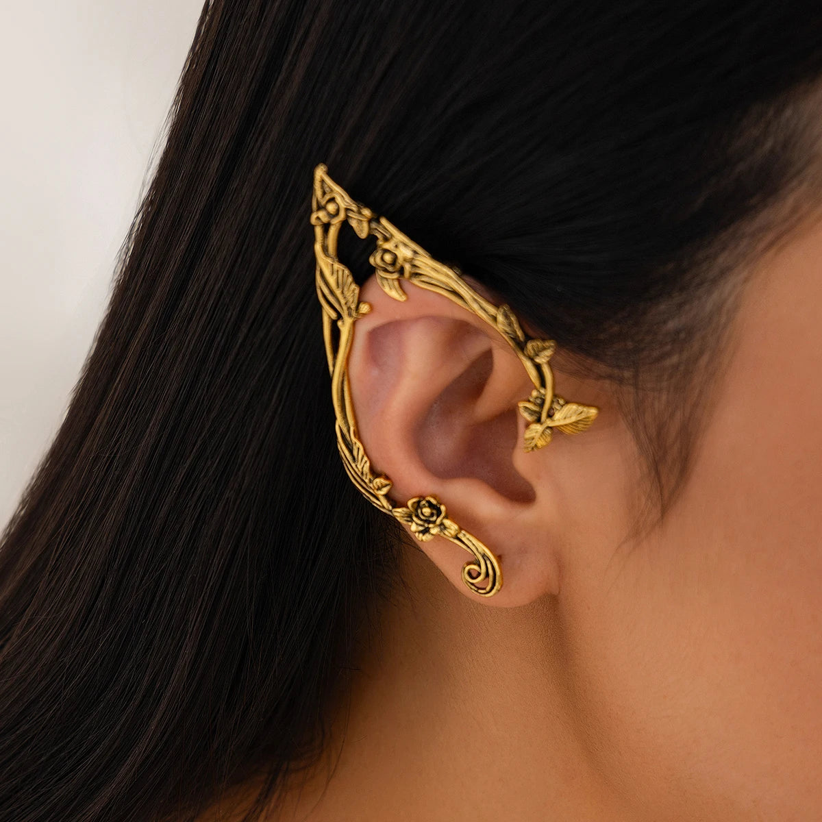 PuRui Beliebte Gold Farbe Elf Blume Blatt Ohr Clip Nette Schmuck Zubehör Fee Clip Ohrringe Hochzeit Mädchen Schmuck Geschenke Neue