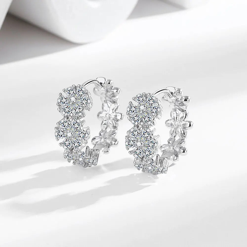 Creolen aus 925er-Sterlingsilber, Nadel, rosa Kristall, Herz-Creolen für Damen, modische geometrische Anhänger-Ohrringe, Luxus-Schmuck, Geschenke