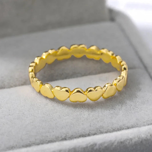 Edelstahl Herz Ringe Für Frauen Gold Farbe Herz Verlobung Hochzeit Ring Luxus Hochzeit Ästhetischen Mode Schmuck Geschenk