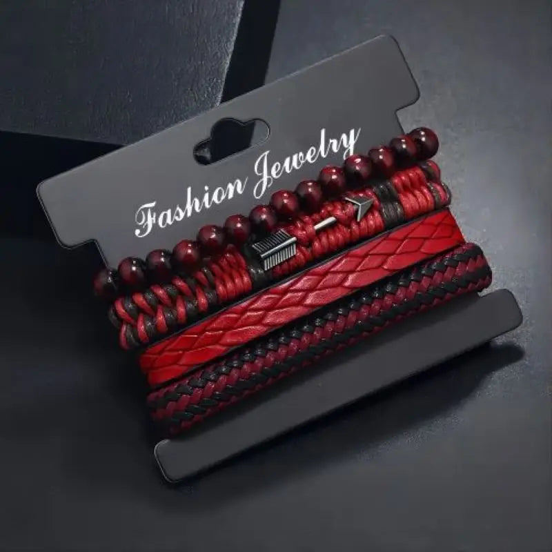 Mode Vintage männer Leder Armband Amors Pfeil Holz Perlen Leder Hand Gewebt Retro Mode Armbänder Für Männer