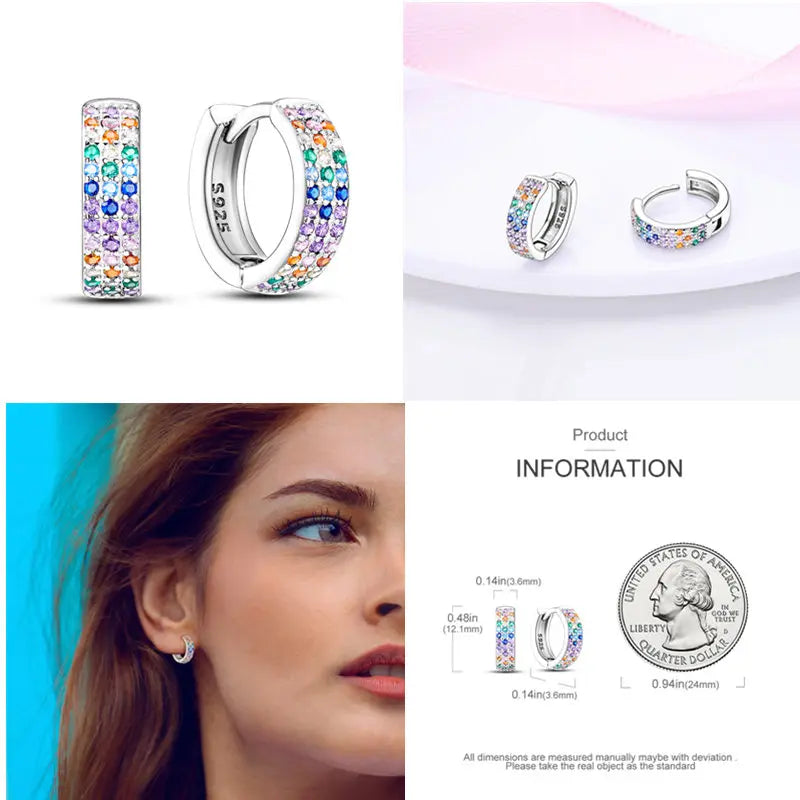 2024 Hotsale Ohrringe aus 925er-Sterlingsilber, Creolen mit Pavé-CZ-U-Form, Zirkon für Frauen, funkelnd, mit Größe, Modellanzeige