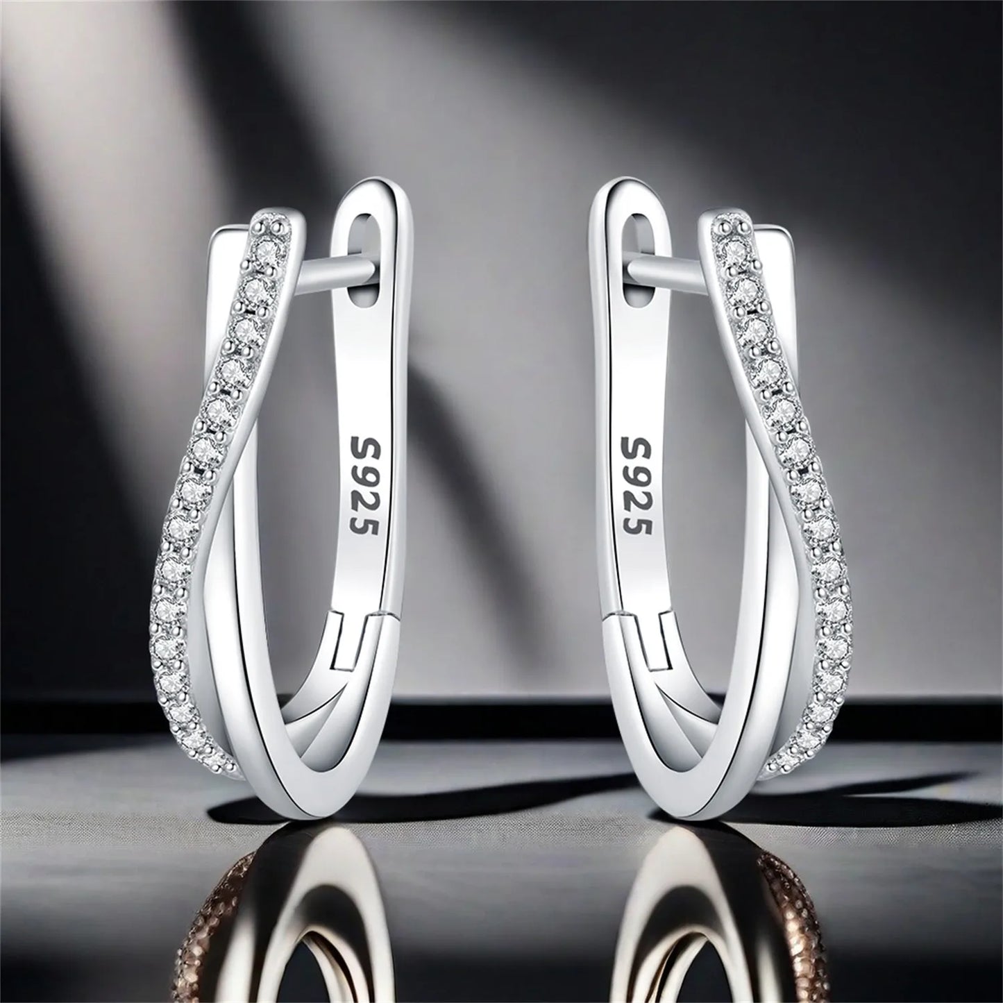 Ohrringe aus 925er-Sterlingsilber, Stern-Ohrringe mit gedrehter Linie, Schmuck, vielseitige Creolen für Frauen, Schmuck, feine Geburtstagsfeier-Geschenke