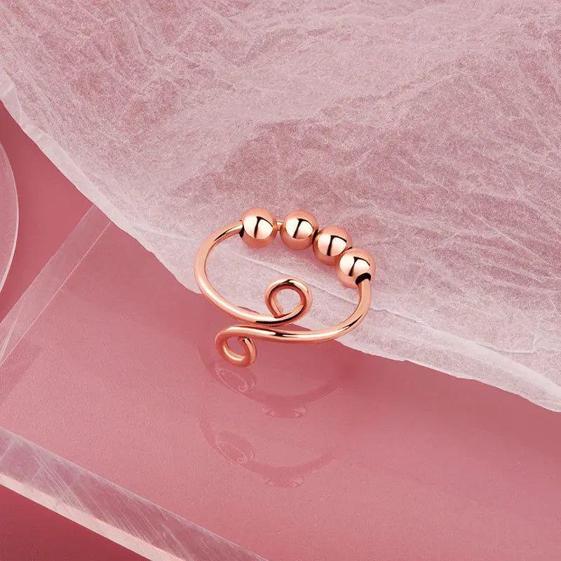 Stress Relief Runde Perlen Knuckle Ringe Für Frauen Frei Drehen Rotierenden Angst Fidget Spinner Twisted Ring Anillos Ajustables