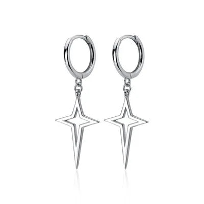 Einfache Silber Farbe Stern Ohrringe für Frauen Opal Stein Herz Creolen Punk Y2K Nette Tägliche Tragen Schmuck Party Geschenke