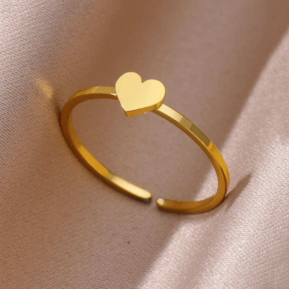 Edelstahl Ringe Für Frauen Männer Gold Farbe Hohl Weit Offenen Ring Weiblich Männlich Mode Hochzeit Party Finger Schmuck Geschenk 2024