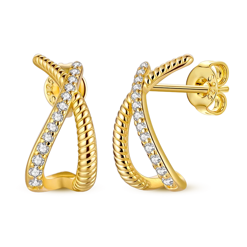 Ohrringe aus 925er-Sterlingsilber, Goldserie, U-förmige Creolen, passend für Original-925-Charms für Frauen und Mädchen, Party, edler Schmuck