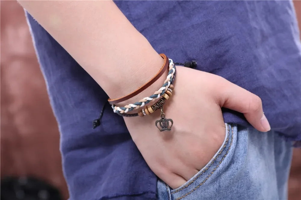 Leder Armbänder für Frauen Männer Schmuck Handgemachte Flügel Charme pulseira masculina pulseira feminina bileklik armband männer femme neue