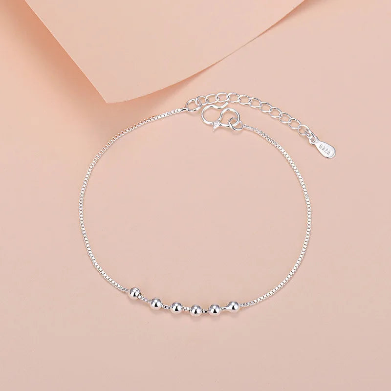 Charm-Armband aus 925er-Sterlingsilber mit Glücksperlen für Damen, Kette, runde Armreifen, modischer Luxus-Qualitätsschmuck, Weihnachtsaccessoires