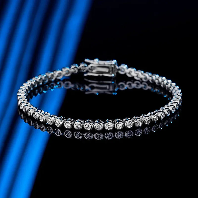 Halaile D Farbe Vollmoissanit S925 Sterling Silber Funkelndes Blasen-Tennisarmband mit GRA Feiner Schmuck Damen Trendiges Geschenk