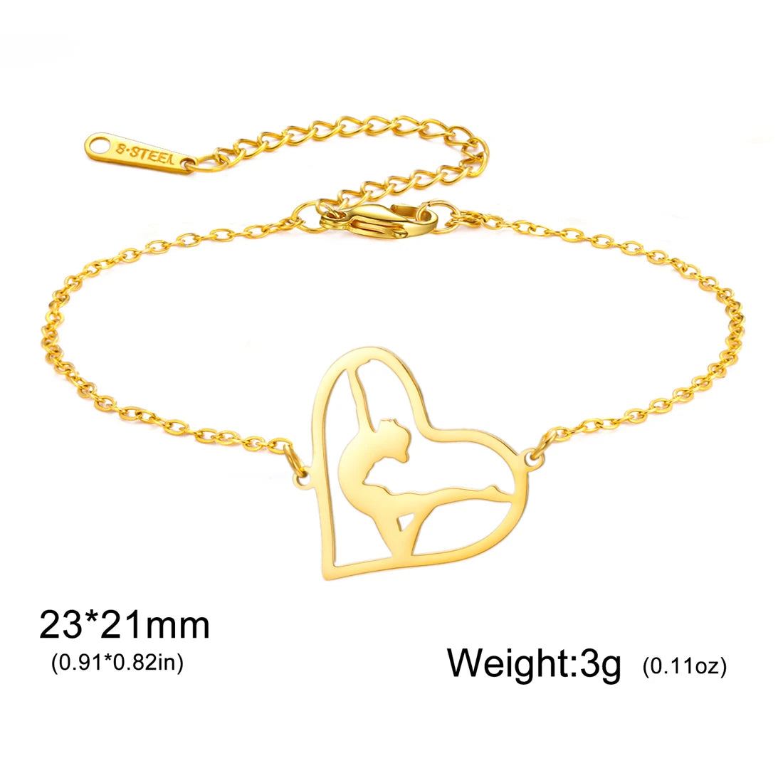 EUEAVAN Edelstahl Gymnastik Armbänder für Frauen Mode Herz Tänzerin Sport Armband Geburtstag Party Schmuck Großhandel