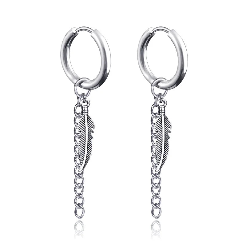 Neueste 1 Paar Edelstahl Kreuz Anhänger Baumeln Lange Quaste Unisex Creolen Männer/Frauen Punk Gothic Schmuck Beste Geschenke