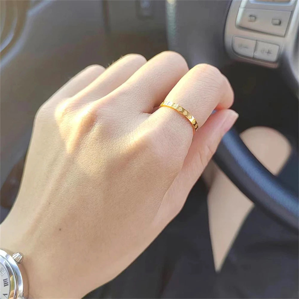 Goldene Edelstahl 2mm Herzringe Damen Größe 5/6/7/8/9/10 #   Dünner Fingerring, Ehering, Verlobungsschmuck, Geschenk für Freundin