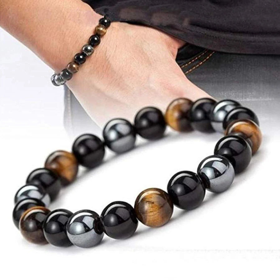 Natürliche schwarze Obsidian Hämatit Tigerauge Perlen Armbänder Männer für magnetische Gesundheitsschutz Frauen Soul Schmuck Pulsera Hombre