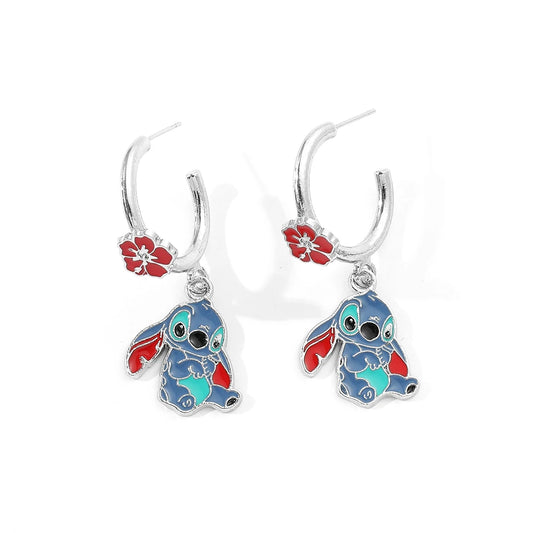 Disney Anime Lilo & Stitch Ohrringe, klassische Cartoon-Figur, Stich-Ohrringe, Ohrclip für Frau und Mädchen, Schmuck, Geschenk