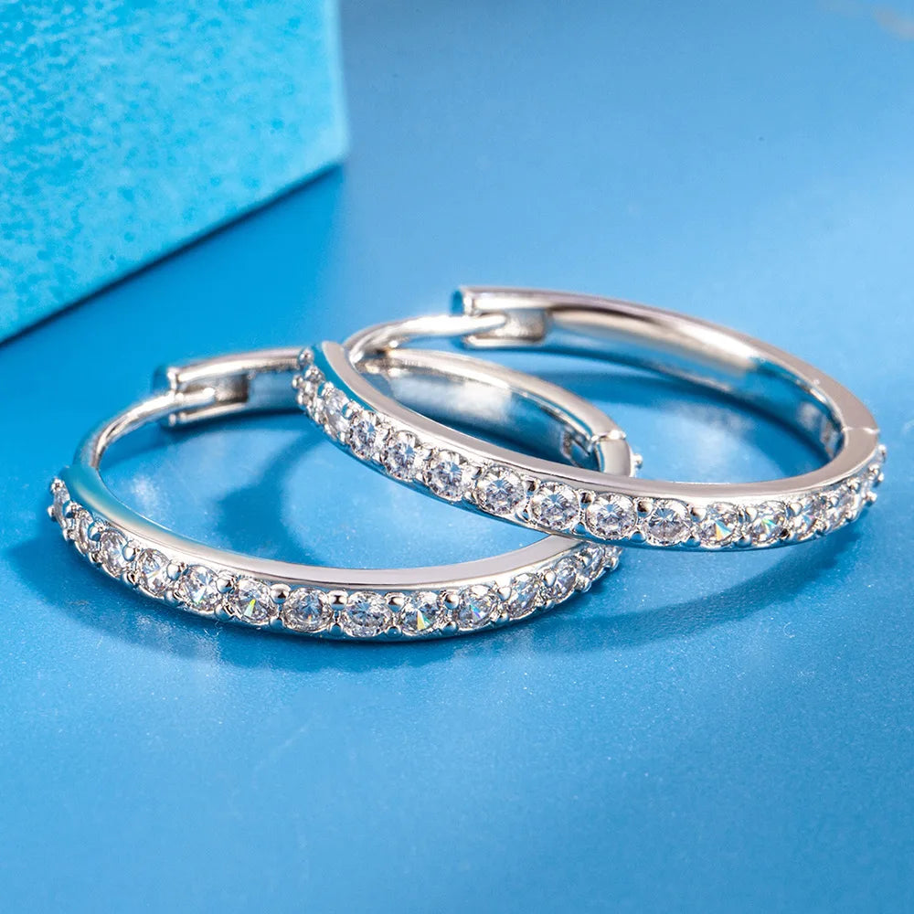 925 Sterling Silber 8/12/16/20 MM Zirkon Creolen Für Frauen Hochzeit Verlobung Luxus Schmuck Zubehör geld 925