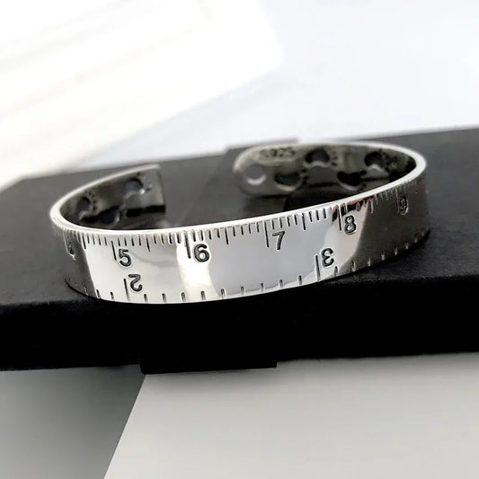 Neue Mode Persönlichkeit Lineal Armbänder 925 Sterling Silber Schmuck Kreative Fußabdruck Römische Ziffer Öffnung Armreifen TYB120