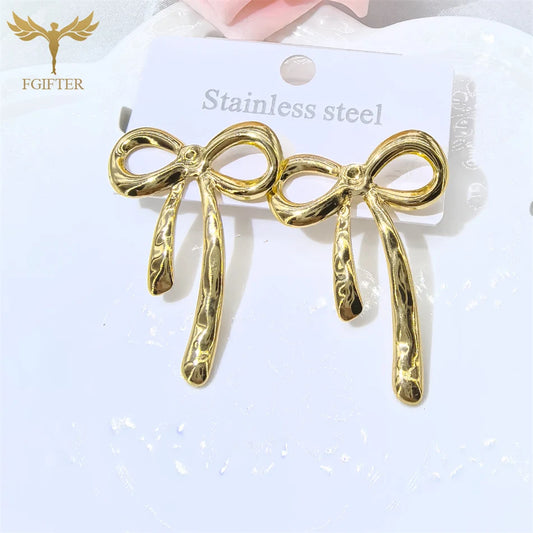Übertreibung große große Schleife Ohrringe für Frauen Edelstahl Schmuck vergoldet Ohr Piercing Ohrstecker Zubehör Boucles Brinco