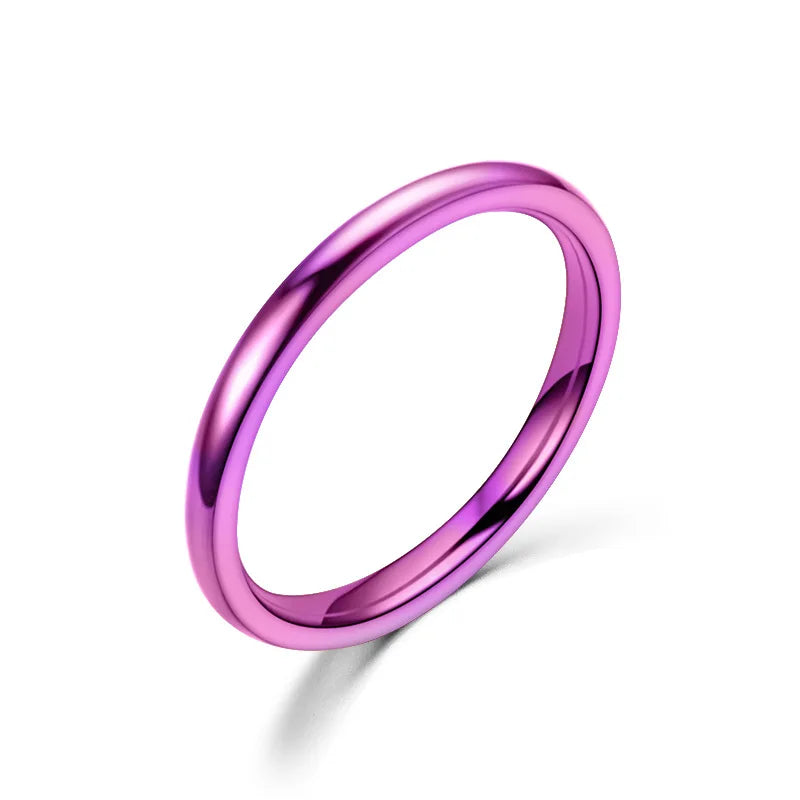 2 mm dünne Edelstahlringe, Roségold, modische, einfache Titanstahlringe für Frauen und Mädchen, Geschenke