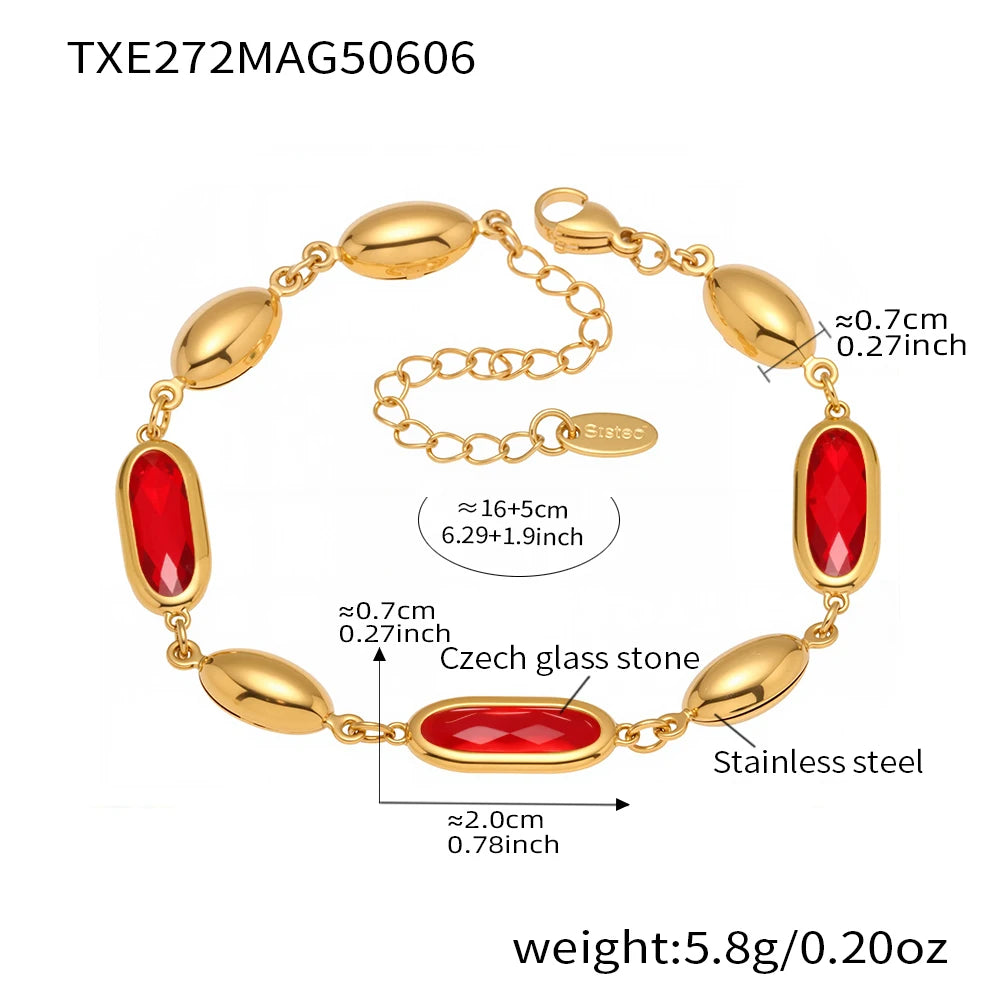 Edelstahlarmband mit mehreren glänzenden Streifen, facettiertes tschechisches Kristallglas für Damen, 18 Karat vergoldet, luxuriöse Damenarmbänder