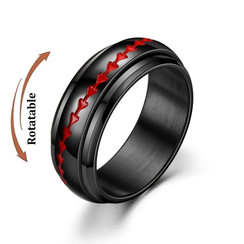 Edelstahl rotierende Angst Fidget Spinner Ringe für Paare Sorgen Stress Relief Metall Rock Band Ring Anillo Antiestres