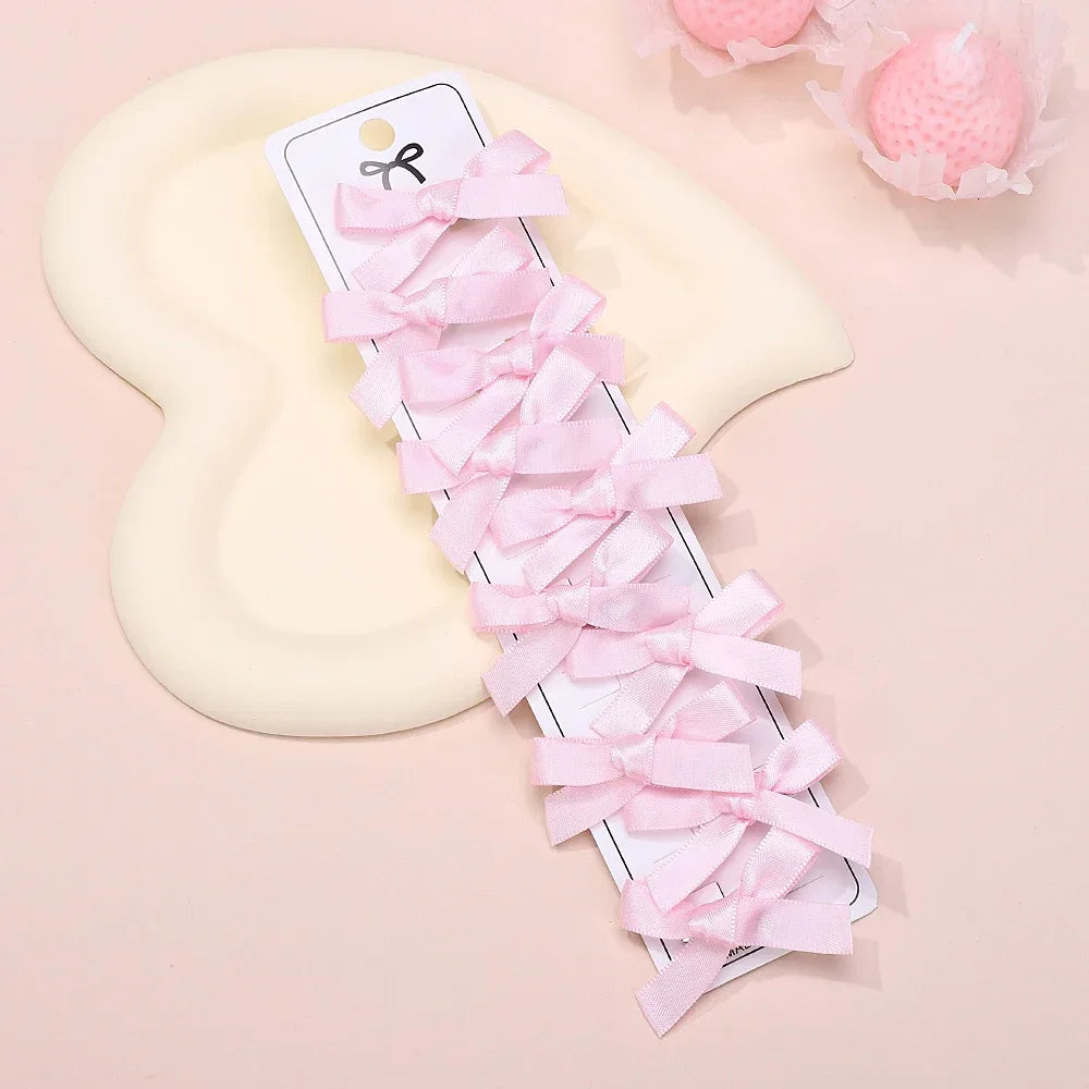 5/6/8/10Pcs Kinder Süße Einfarbig Mini Bowknot Mit Haar Clip Baby Mädchen Ballett Stil band Geflochtene Haar Zubehör Großhandel