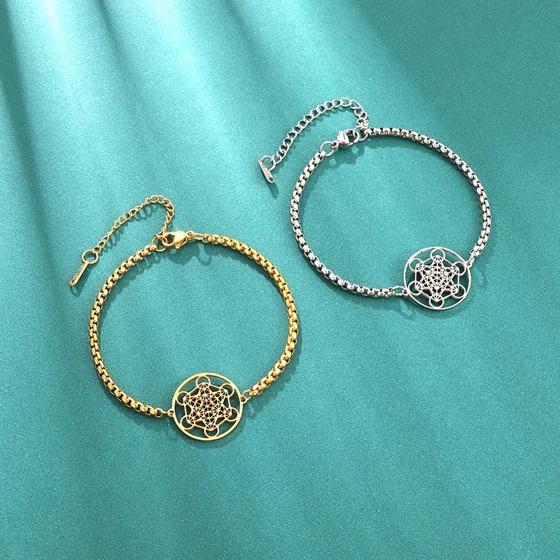 Metatron Würfel Armband Damen Edelstahl Erzengel Tag Armband Herrenmode Heilige Geometrie Amulett Schmuck Geschenk