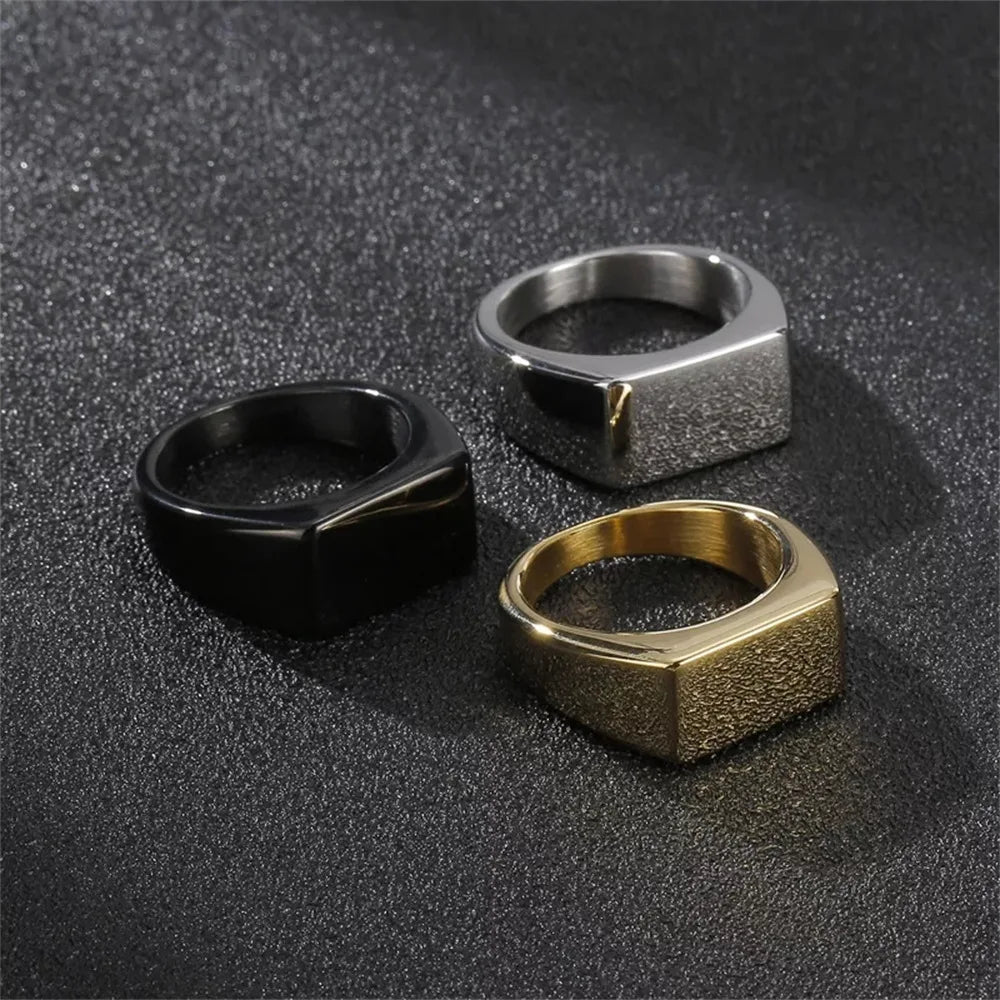 1pc Legierung einfache glänzende Ringe mit rechteckigem Dekor, exquisiten Herren Accessoire Schmuck