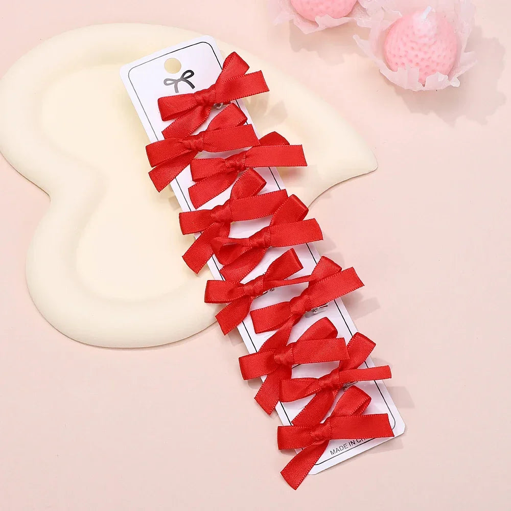5/6/8/10Pcs Kinder Süße Einfarbig Mini Bowknot Mit Haar Clip Baby Mädchen Ballett Stil band Geflochtene Haar Zubehör Großhandel