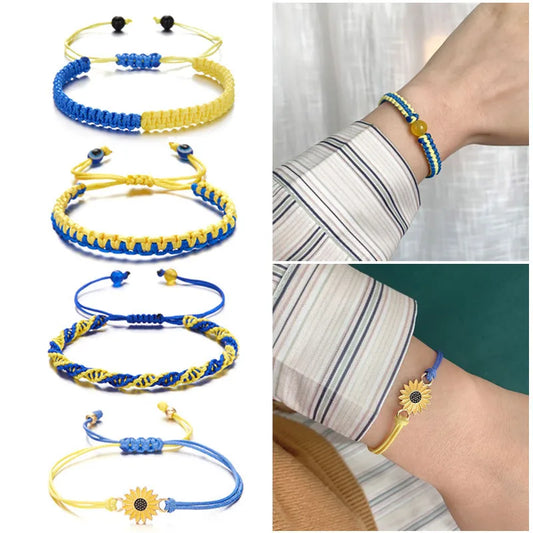 Ukrainischer Charme Gelb Blau Ukraine Armbänder Für Frauen Männer Handgemachte Flagge Farbe Gewebte Schnur Armband Neues Design Paar Schmuck
