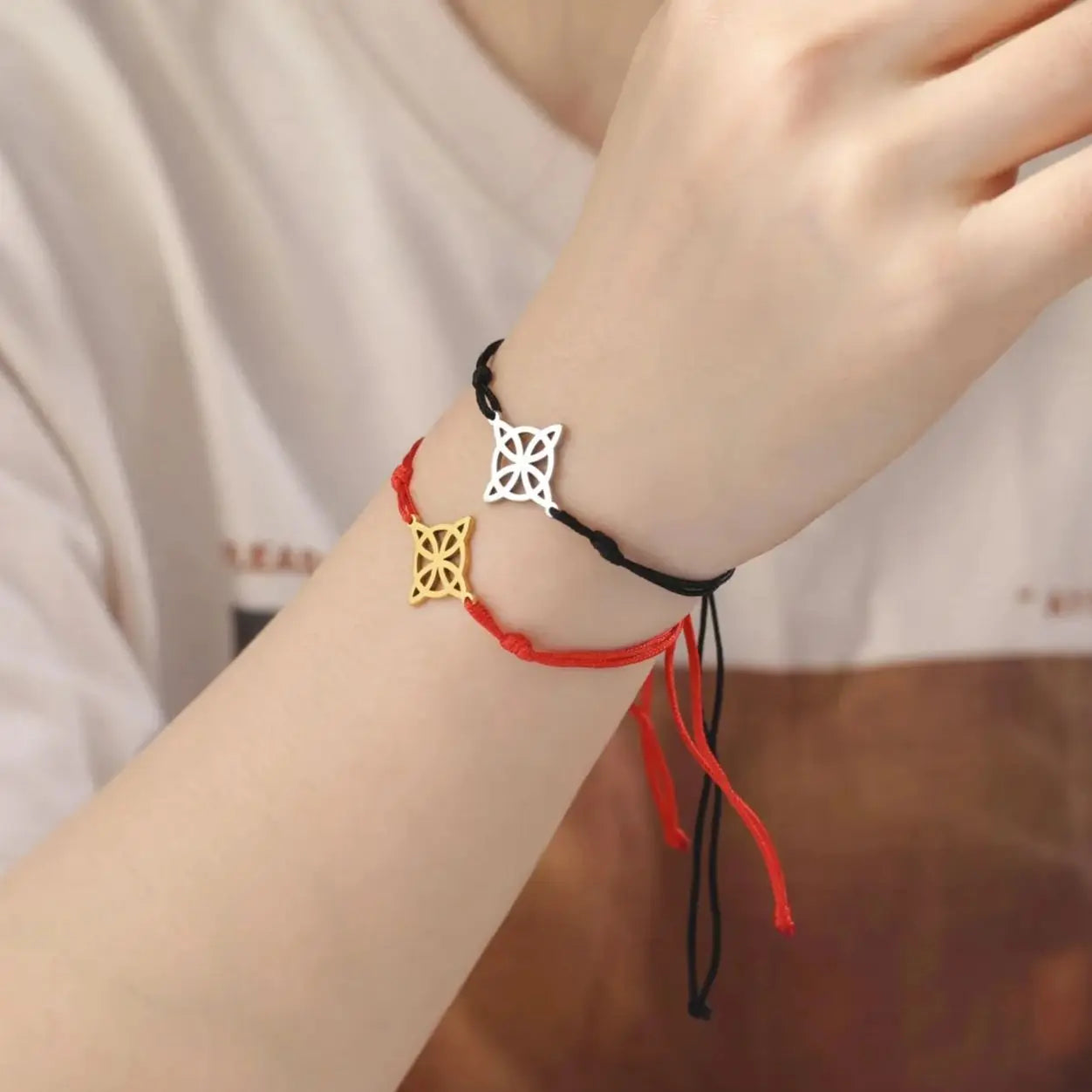 LIKGREAT Armband mit irischem Hexenknoten für Damen und Herren, keltischer Knoten, gewebtes Seil, Schmuck, Edelstahl, Amulett, Talisman, Geburtstagsgeschenk
