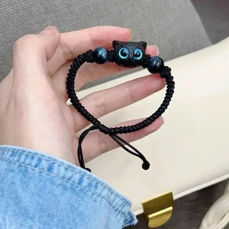 1/2 stücke Nette Natürliche Stein Schwarze Katze Armband Frauen Männer Mode Cartoon Tier Perlen Armbänder Handgemachte Mode Schmuck Geschenke