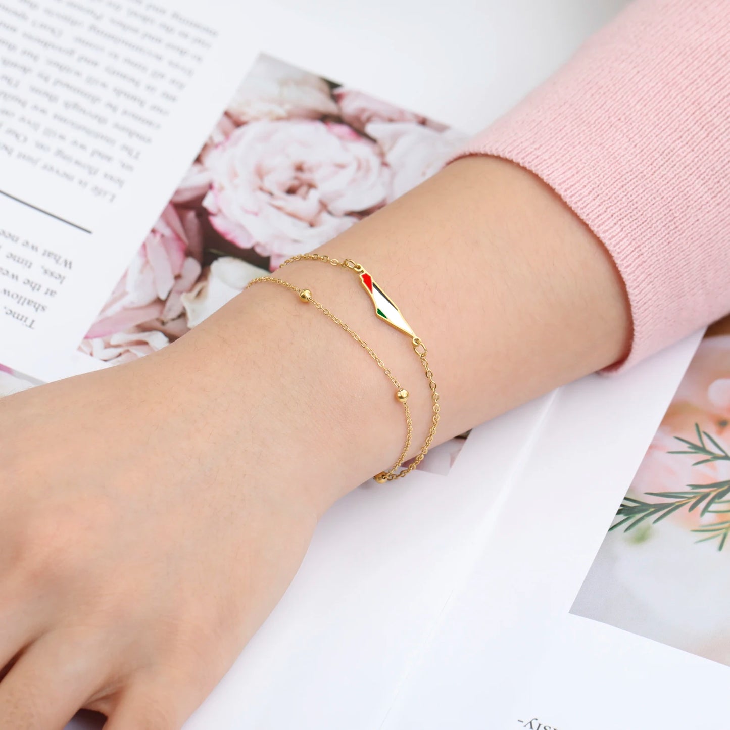 COOLTIME Palästina Karte Charme Frauen Armbänder Edelstahl Einstellbare Doppel Schicht Männer Geographie Armband schmuck Großhandel