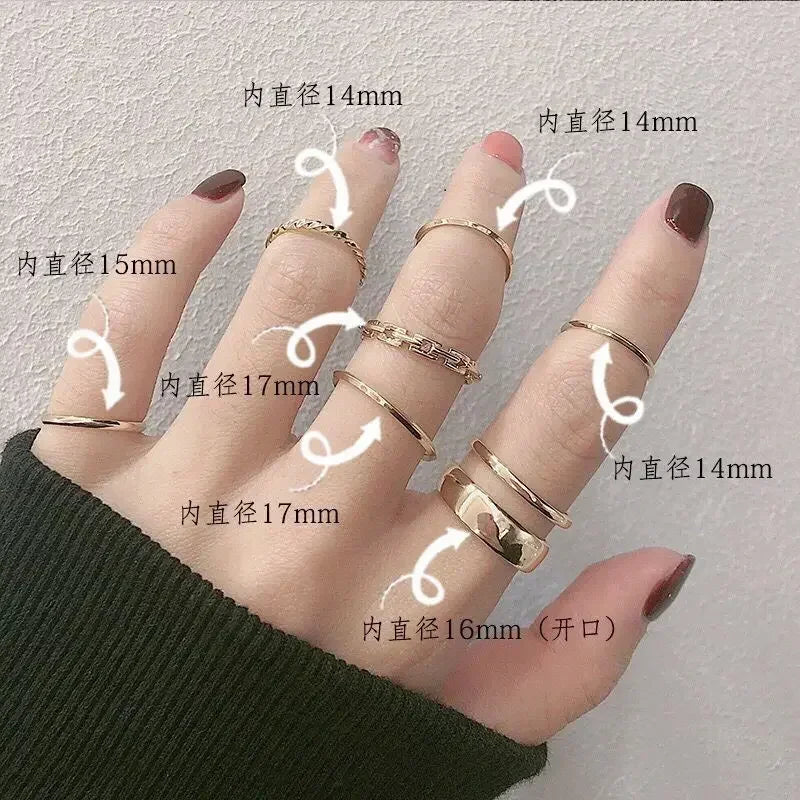 7Pcs Punk Einfache Ringe Set Silber Farbe Geometrische Hohl Breiten Ring Set frauen Vintage Joint Hiphop Finger Ringe schmuck Geschenke