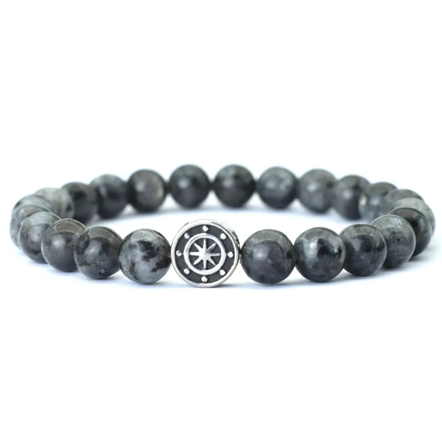 Einfaches Stil echtes Naturstein Armband für Männer Wikinger Piraten Kompass Armband Tiger Augen Strang Braslet Freizeit zubehör