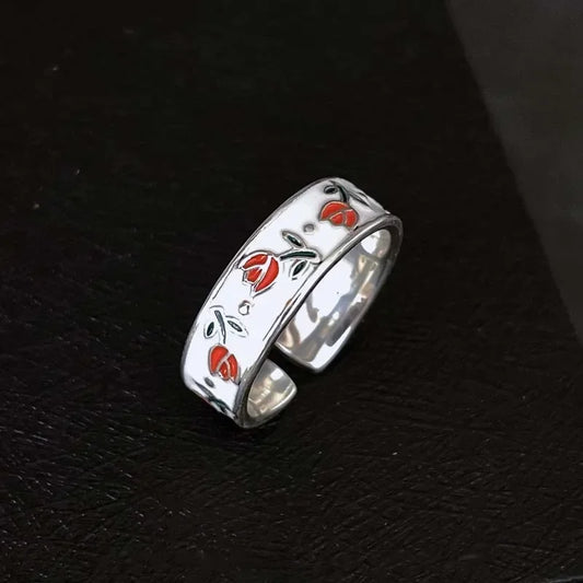 Neue Vintage Emaille Tulpe Blume Ringe für Frauen Mode Einfache Splitter Farbe Verstellbare Öffnung Finger Ring Party Jäten Schmuck