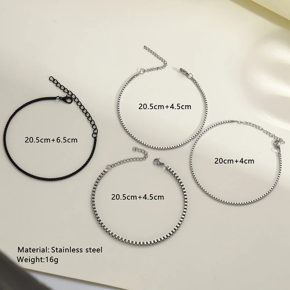 4 teile/satz Edelstahl Box Kette Armband Hip Hop Männer Multi-schicht Armband Schmuck Mode Zubehör Geschenke