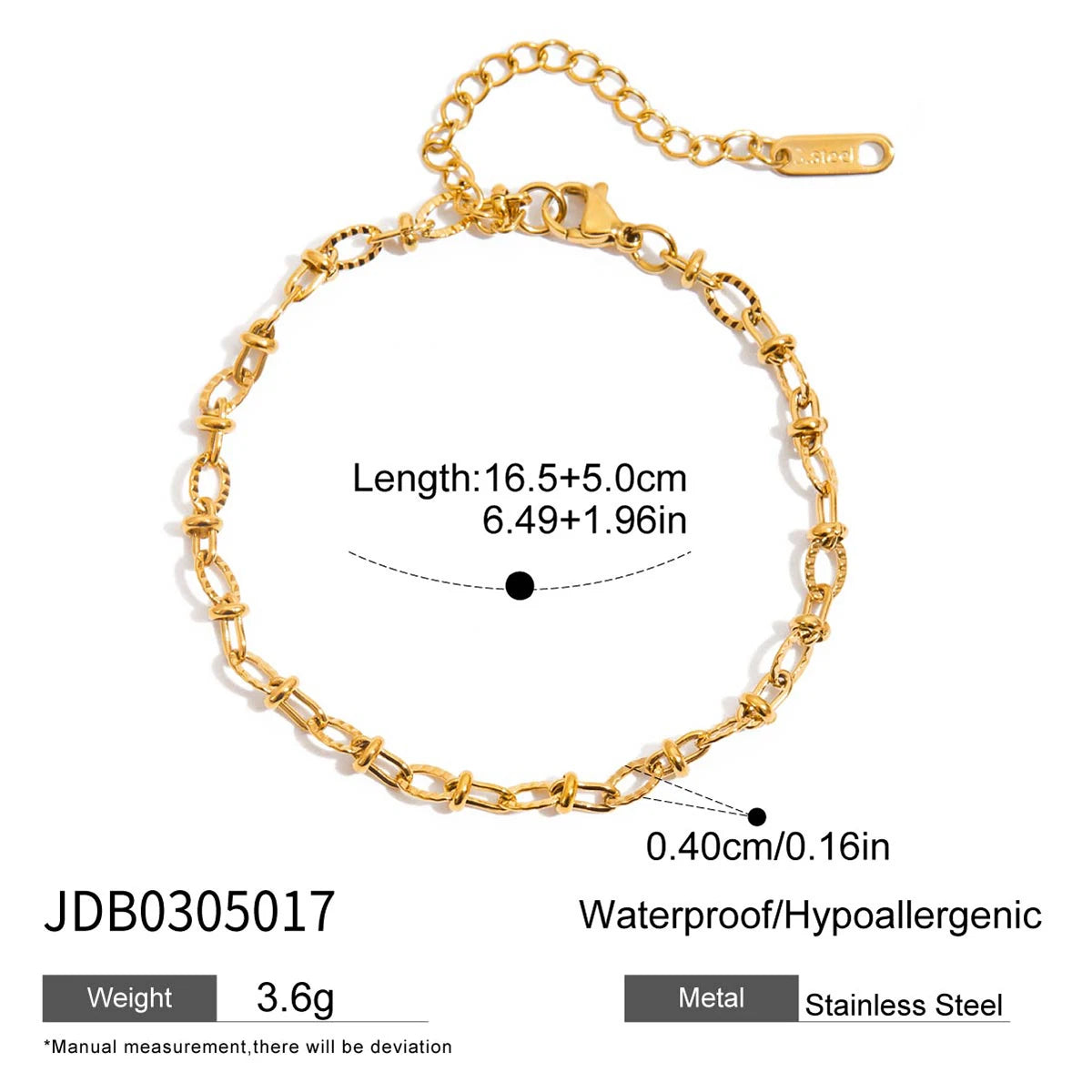 Zora Damen-Armband, schlicht, modisch, gewellt, hohles Herz-Design, Basic-Edelstahl-Kettenarmband, 18 Karat vergoldet, wasserdichter Schmuck