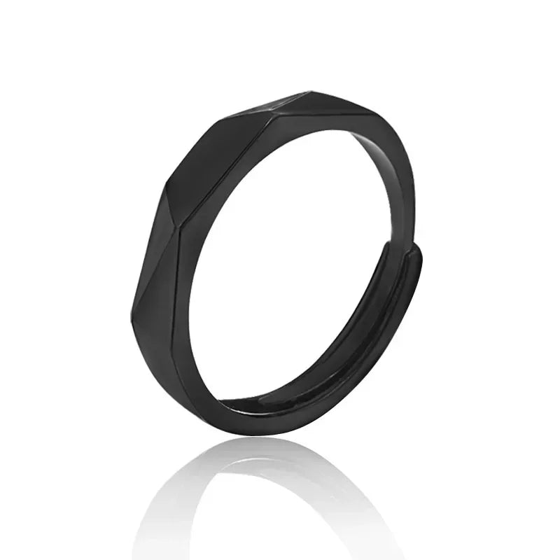 Modischer einfacher Paarring, schwarz-weiße Raute-Ringe, verstellbarer offener Schmuck für Damen und Herren, Valentinstag, Hochzeitstag, Geschenke