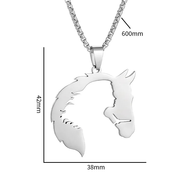 1Pcs Exquisite Titan Stahl Pferd Kopf Tier Halskette Geeignet Für Männer Und Frauen Mode Anhänger Hip Hop Trend Party schmuck
