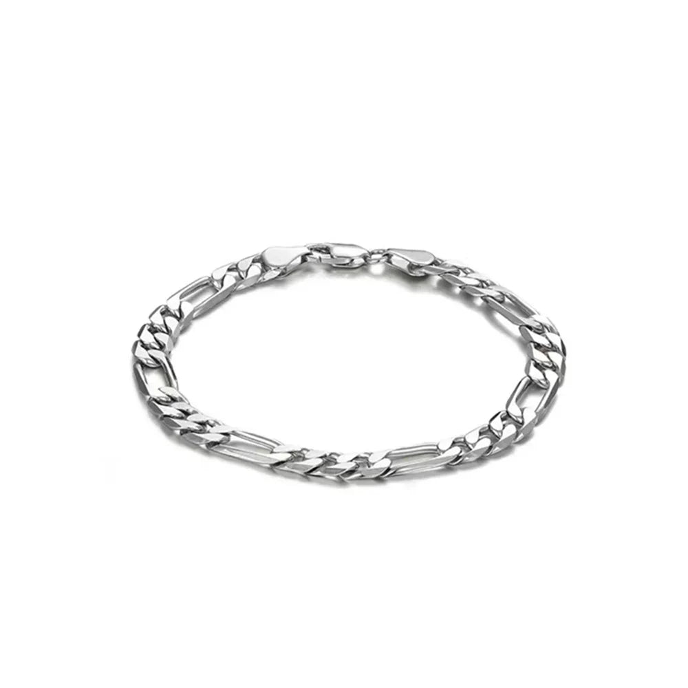 Punk 925 Sterling Silber 4/6 MM 8 Zoll Figaro Kette Für Männer Einfache Frauen Hip Hop Armband schmuck Party Zubehör Großhandel