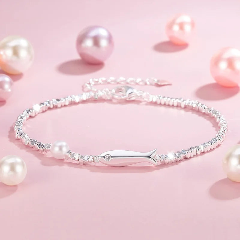 Panjbj sterling silber linie extrem feines armband für frauen lieben haert perle koreanisch ins süßes schmuck geschenk drops hipping