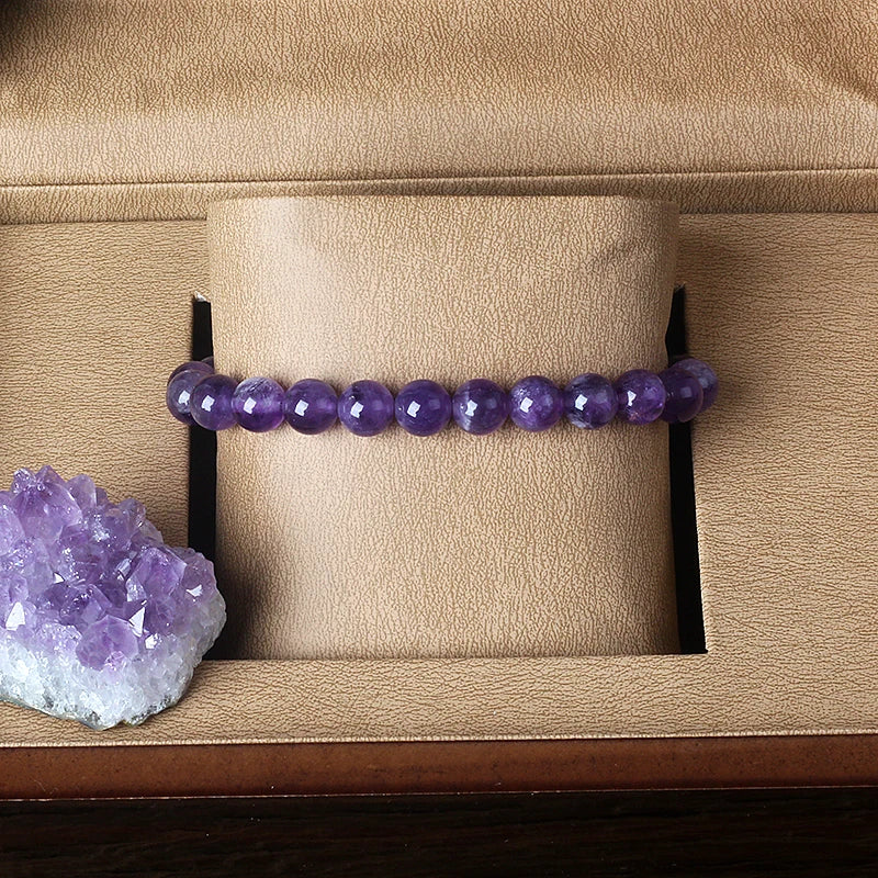 Geniune Amethyst Natur kristall Armband für Frauen Pulsera Amethust Armband aus echten Naturstein perlen Körper reinigung