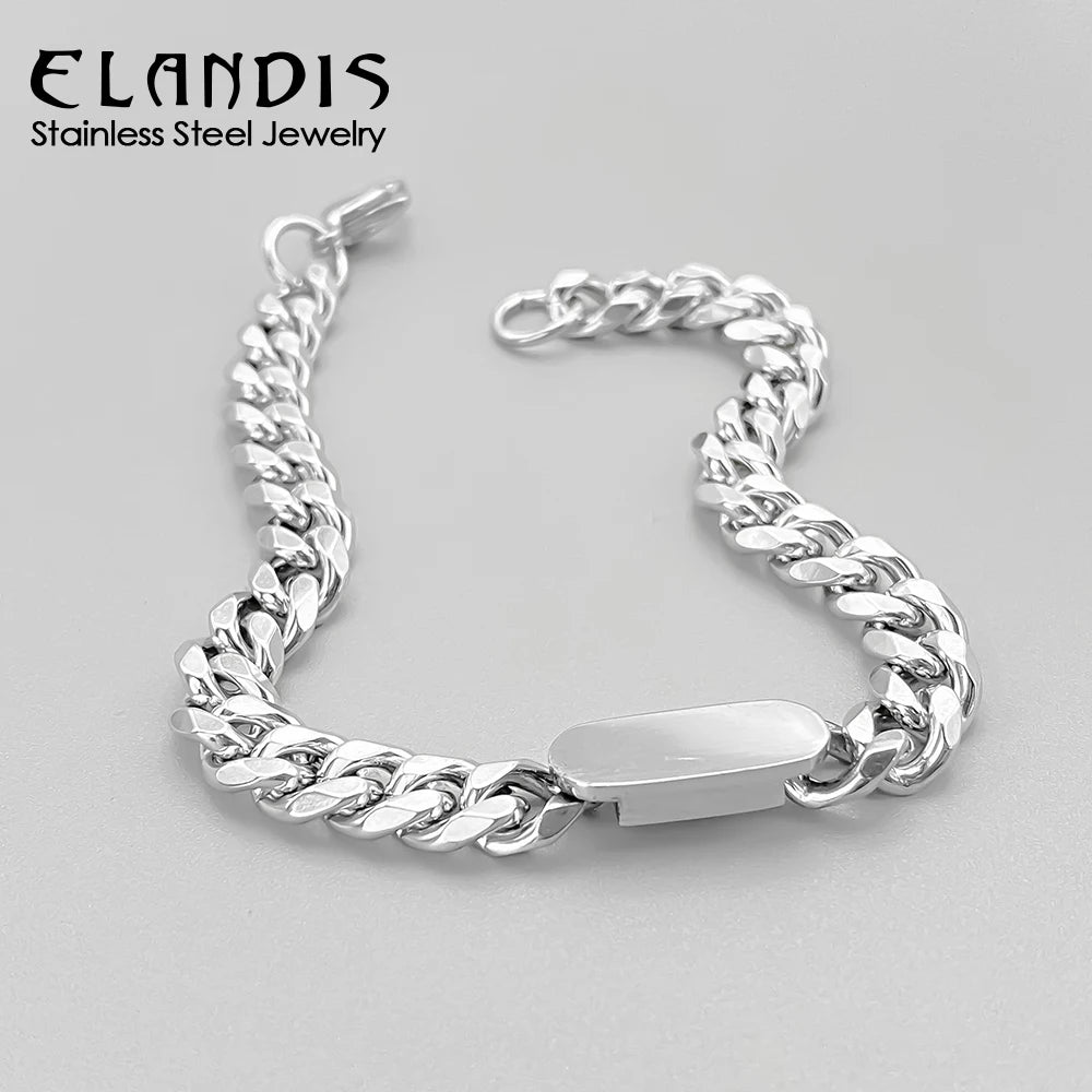 ELANDIS Kubanische Kettenarmbänder aus Edelstahl, Punk-Hip-Hop-Rock-Stil, Zubehör, vergoldetes Herrenarmband, 48-Stunden-Versand